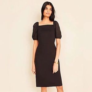 Ann Taylor Petite Eyelet Square Neck Sheath Dress 4P